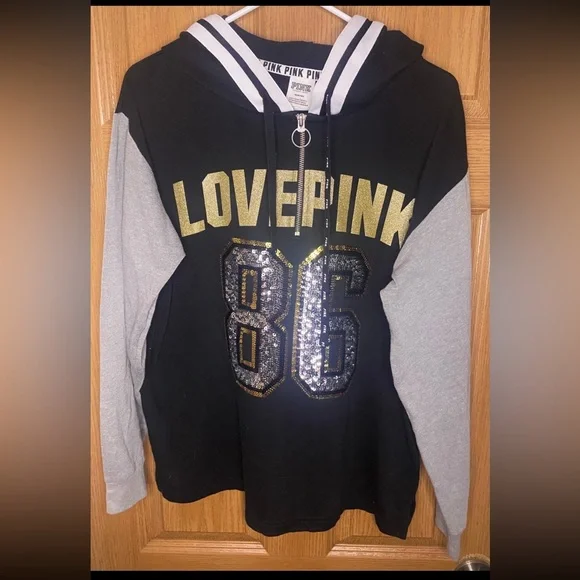 Victoria’s Secret pink bling half zip hoodie - Picture 4 of 5